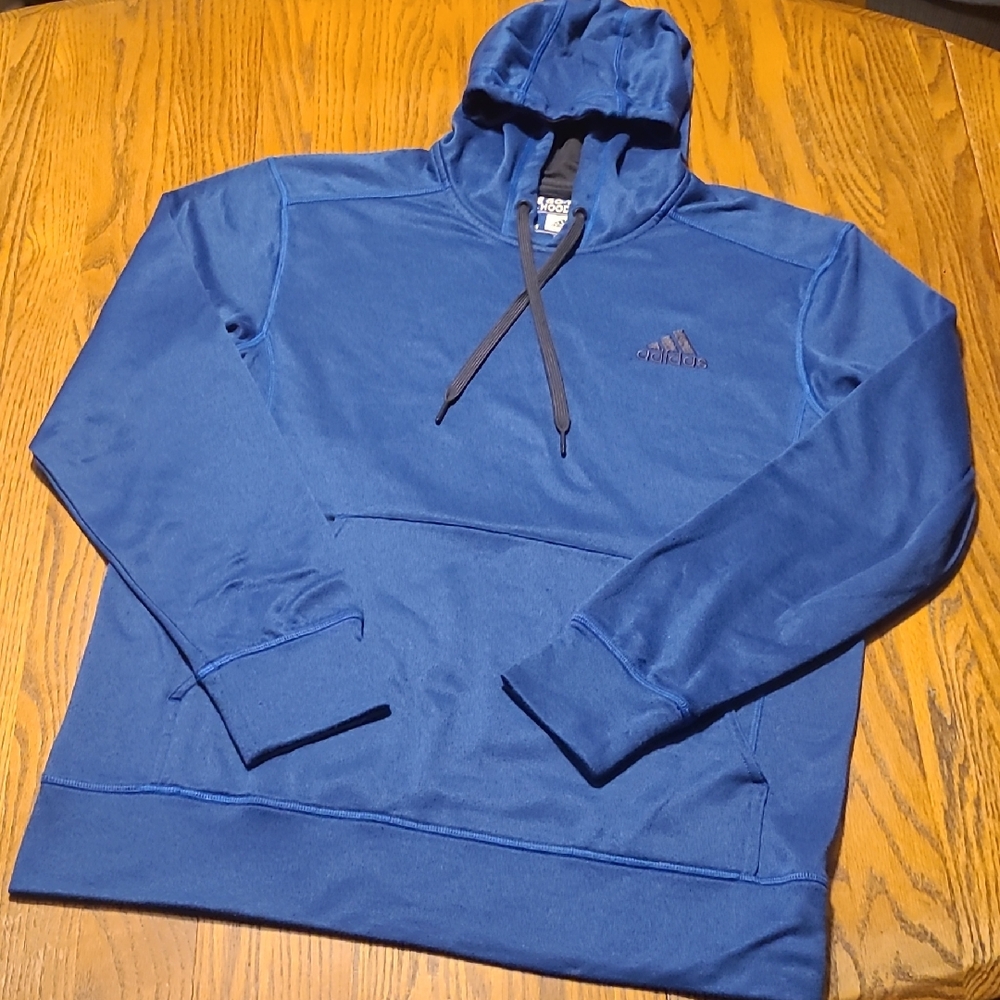 adidas Royal Blue Hooded Pullover Sweatshirt - Men's Large